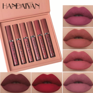 HANDAIYAN 6 Colors Long Lasting Velvet Lips Tint Liquid Lipsticks Waterproof Non-Stick Cup Lipgloss Gift Set